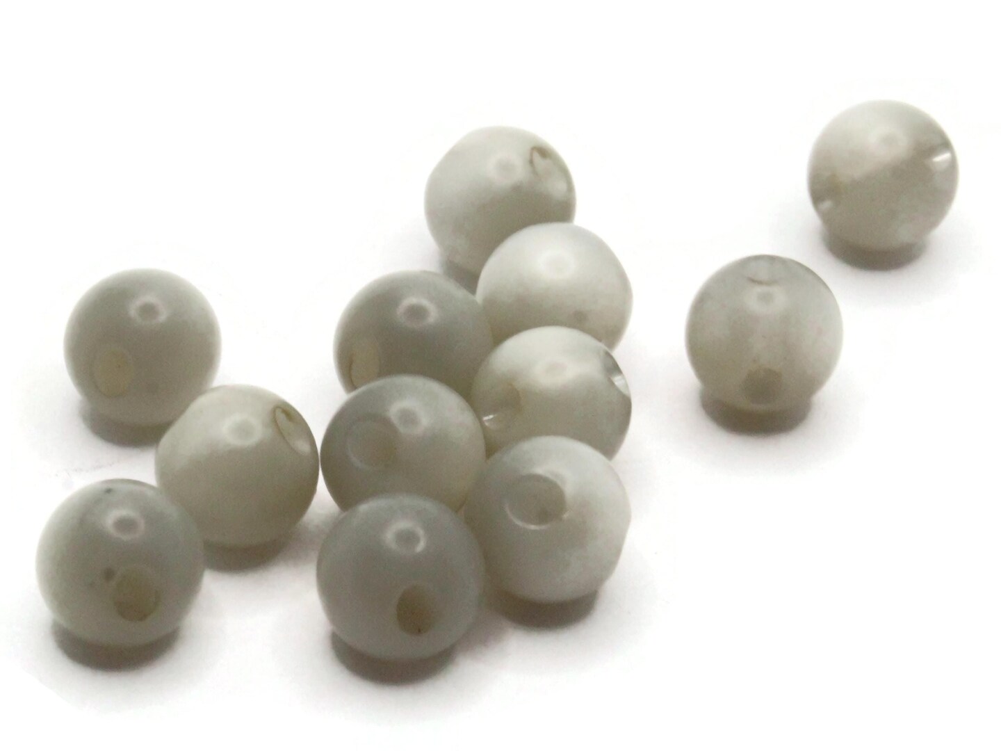 12 9mm 3/8 Inch Round Grey Vintage Moonglow Lucite Ball Buttons