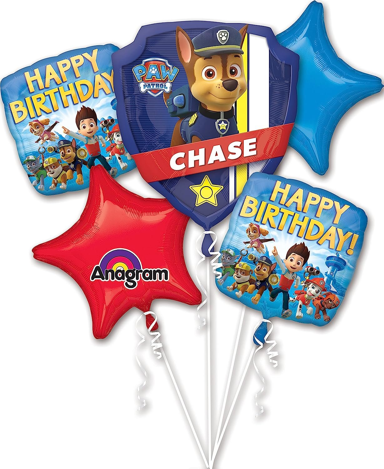 Paw Patrol Balloon Bouquet Featuring Chase 25&#x22; x 27&#x22; Super Shape Foil Balloon