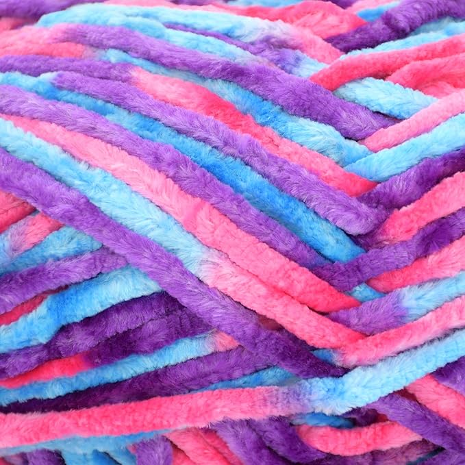 12 Pack Rainbow Velvet Chenille Yarn for Crocheting,Multicolor Fluffy Velvet Plush Yarn Thick Soft Chunky Chenille Yarn Baby Blanket Yarn for Crocheting Knitting Beginners(Multicolor 01)