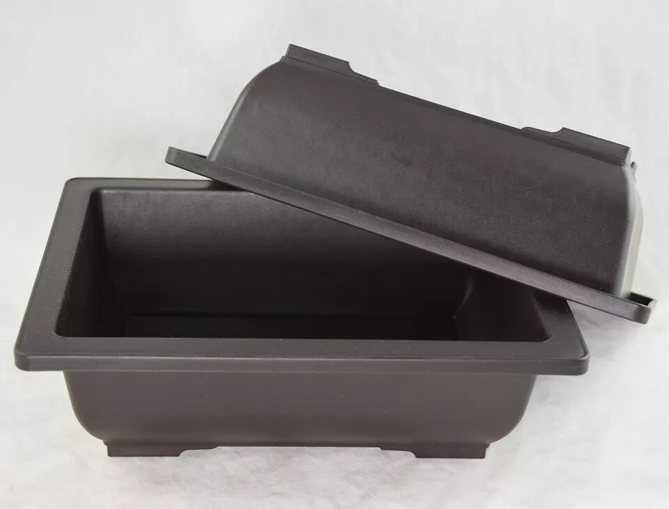 2 Rectangular Plastic Bonsai / Cactus & Succulent Pot 10"x 7.5"x 3" Dark Brown