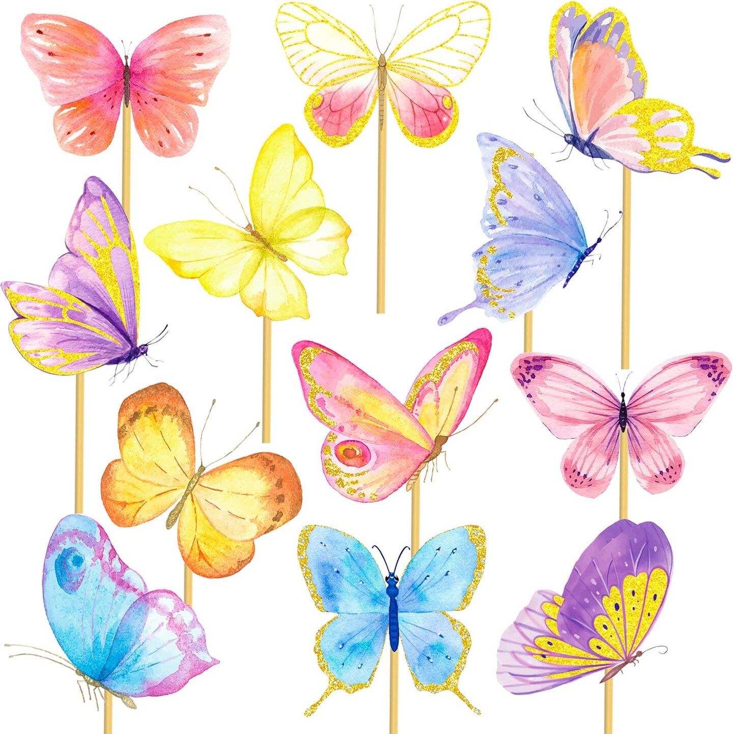 24-Piece Colorful Butterfly Table Centerpieces – Party Toppers for Baby Shower, Birthday & Spring Decor