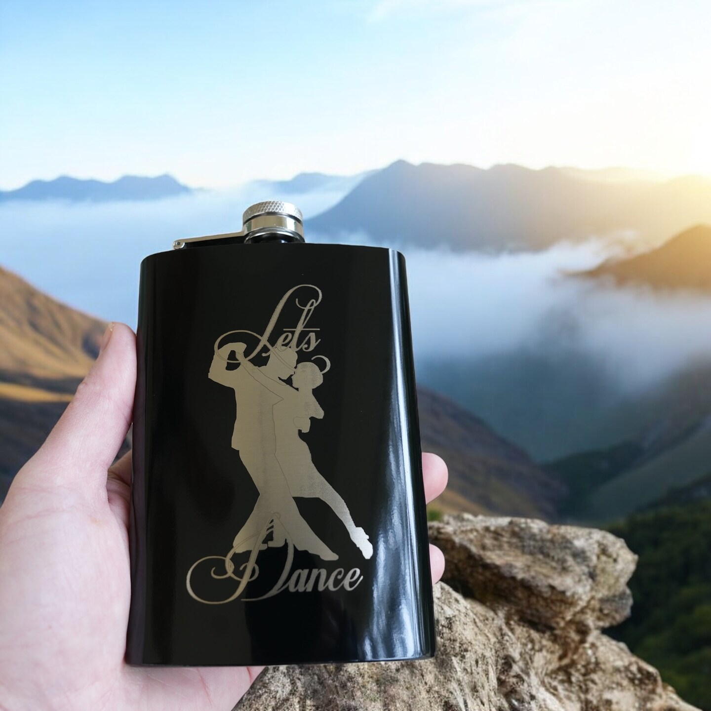 8oz BLACK Let&#x27;s Dance Flask