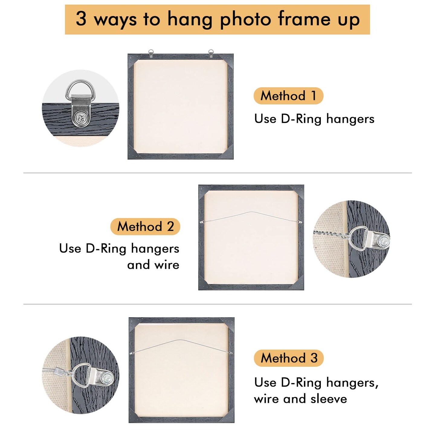 Picture Hanging Hardware with Wire - ROBUST 91pcs Picture Hanging Kit, Wall Hooks for Hanging Pictures with Wire, Screw, D Ring, Loop Sleeves for Picture Frame, Mirror, Art(N8)