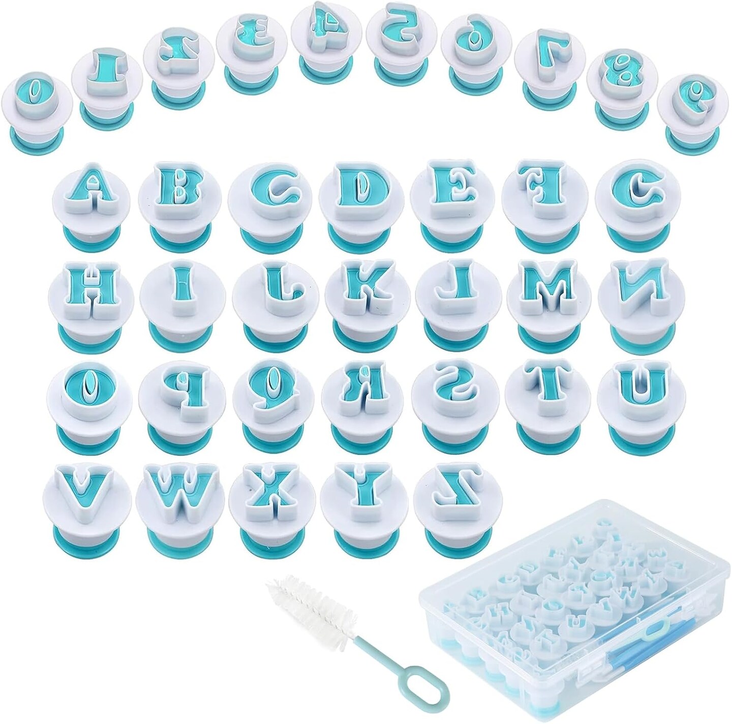 36 Pieces Alphabet &#x26; Number Fondant Cake Mold, Cookie Stamp Impress