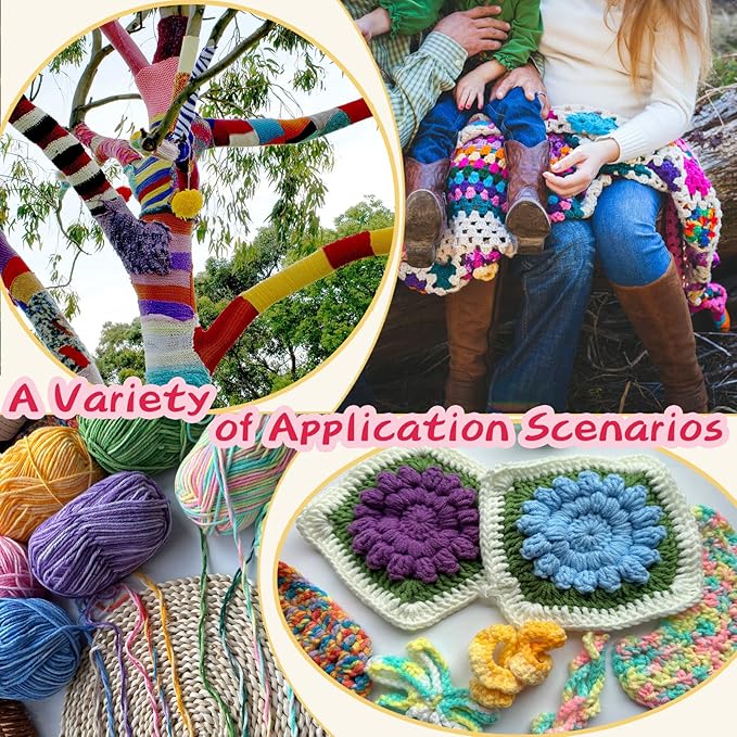 3 Pcs Pack with 5-Ply Acrylic Yarn, 3 Balls of 4.8Oz/135g Soft 3mm Medium Thick Colorful Yarn for Crocheting Knitting, 260 Yds/240m Crochet Blanket&#x3001;Braids/DIY (Purple White)