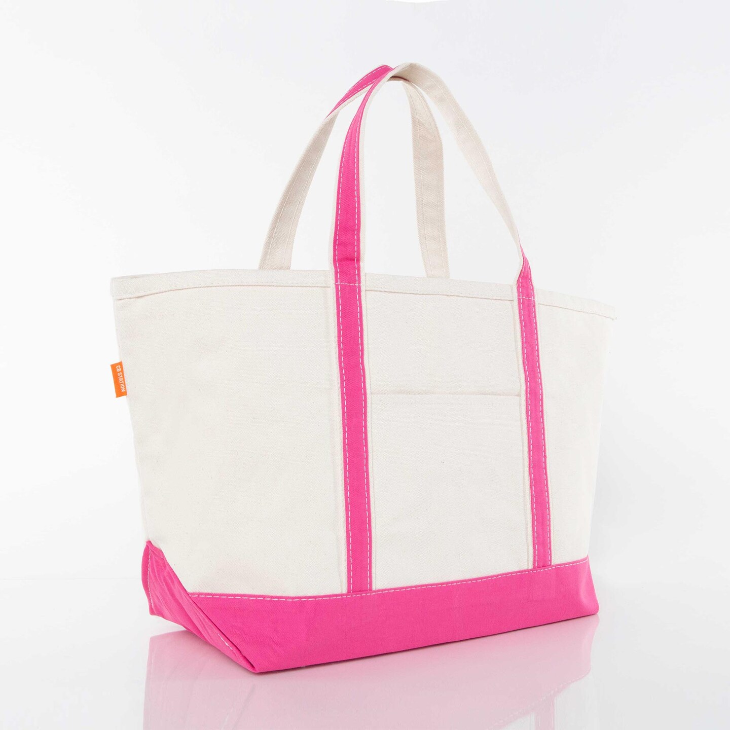 Large Classic Tote -- 18 oz. Heavyweight Durable Canvas -- Natural Canvas & Hot Pink Color