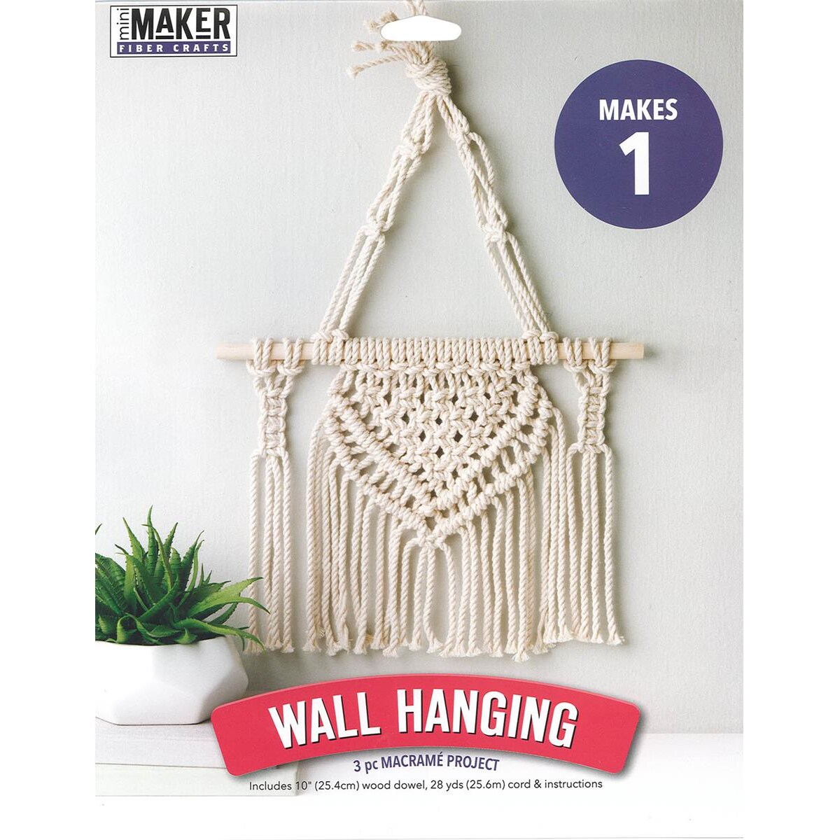 Leisure Arts Macrame Kit Wall Hanging, Macrame Kits for Adults and Beginners, Wall Hanger Craft Kit, DIY Macrame Project Kit for Home or Room Decor