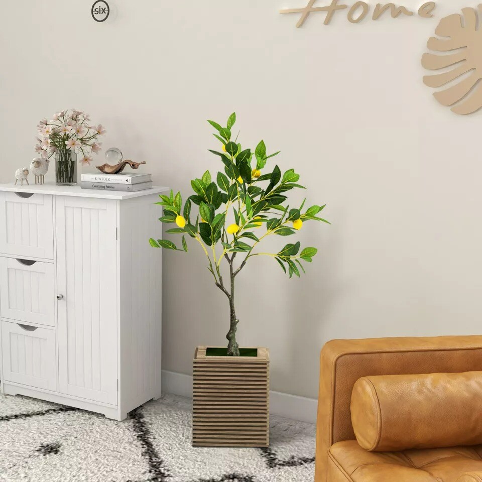 Artificial Lemon Tree 2.6 FT Tall Fake Plant Office Decor w/Lemon Fruits