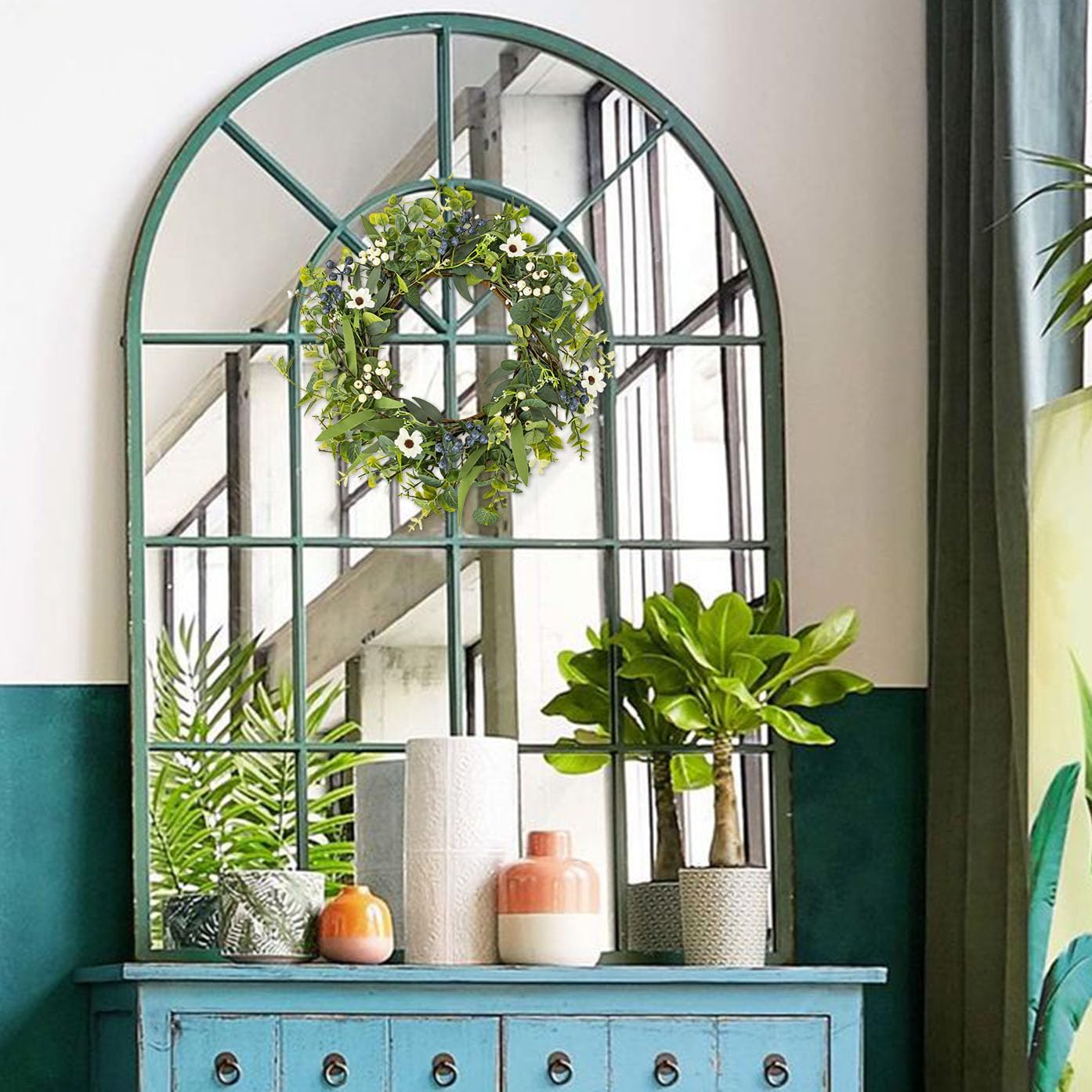 20&#x27;&#x27; Eucalyptus Wreaths for Front Door Non Fading,Not Withering Spring Wreath with Berries