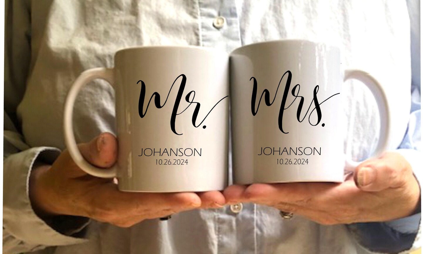 Lot De 2 Mugs Personnalisés - Deux Prénoms - Mugs Blancs En Céramique - Résiste Au Micro-ondes Et Lave Vaisselle - Idée Cadeau Personnalisé Avec