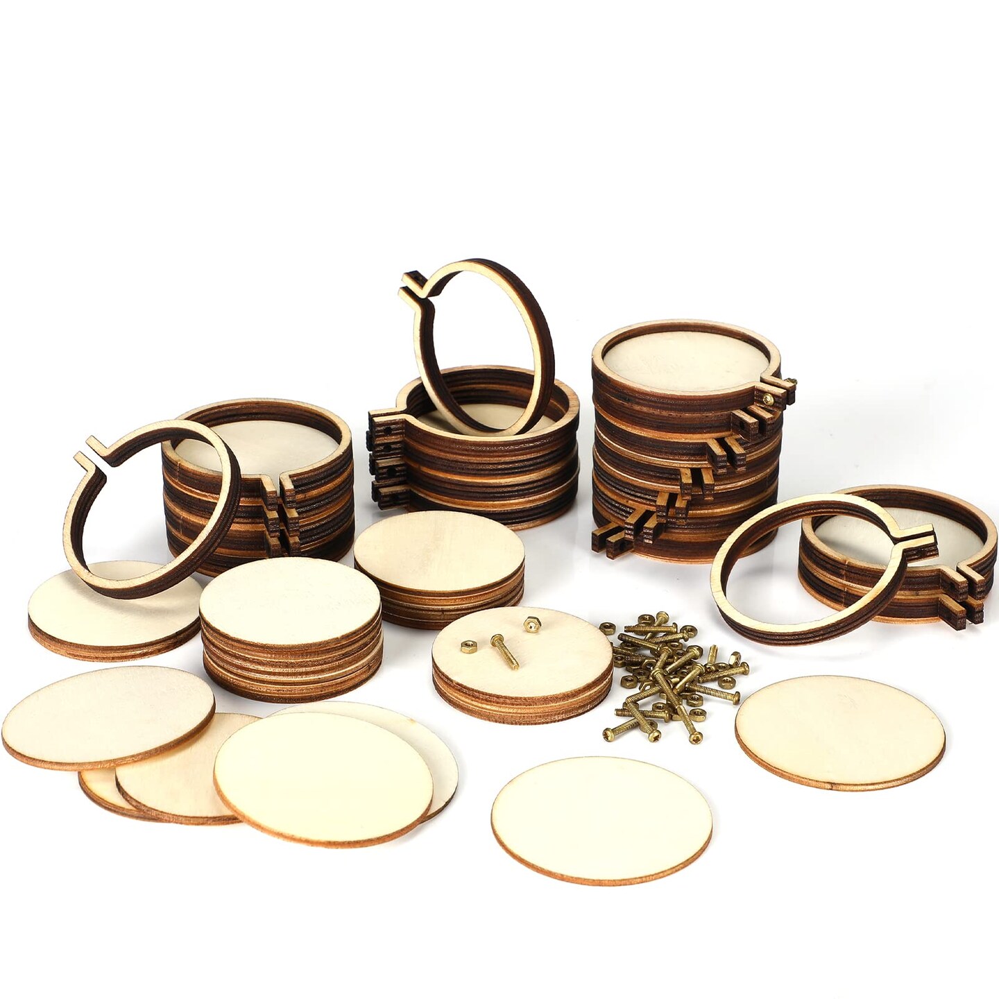 Mini Embroidery Hoops Adjustable Wooden Circle Cross Stitch Hoop Ring Bulk Round Embroidery for Art Craft Handy Sewing and Decoration(20 Pieces,2.2 x 2 Inch)