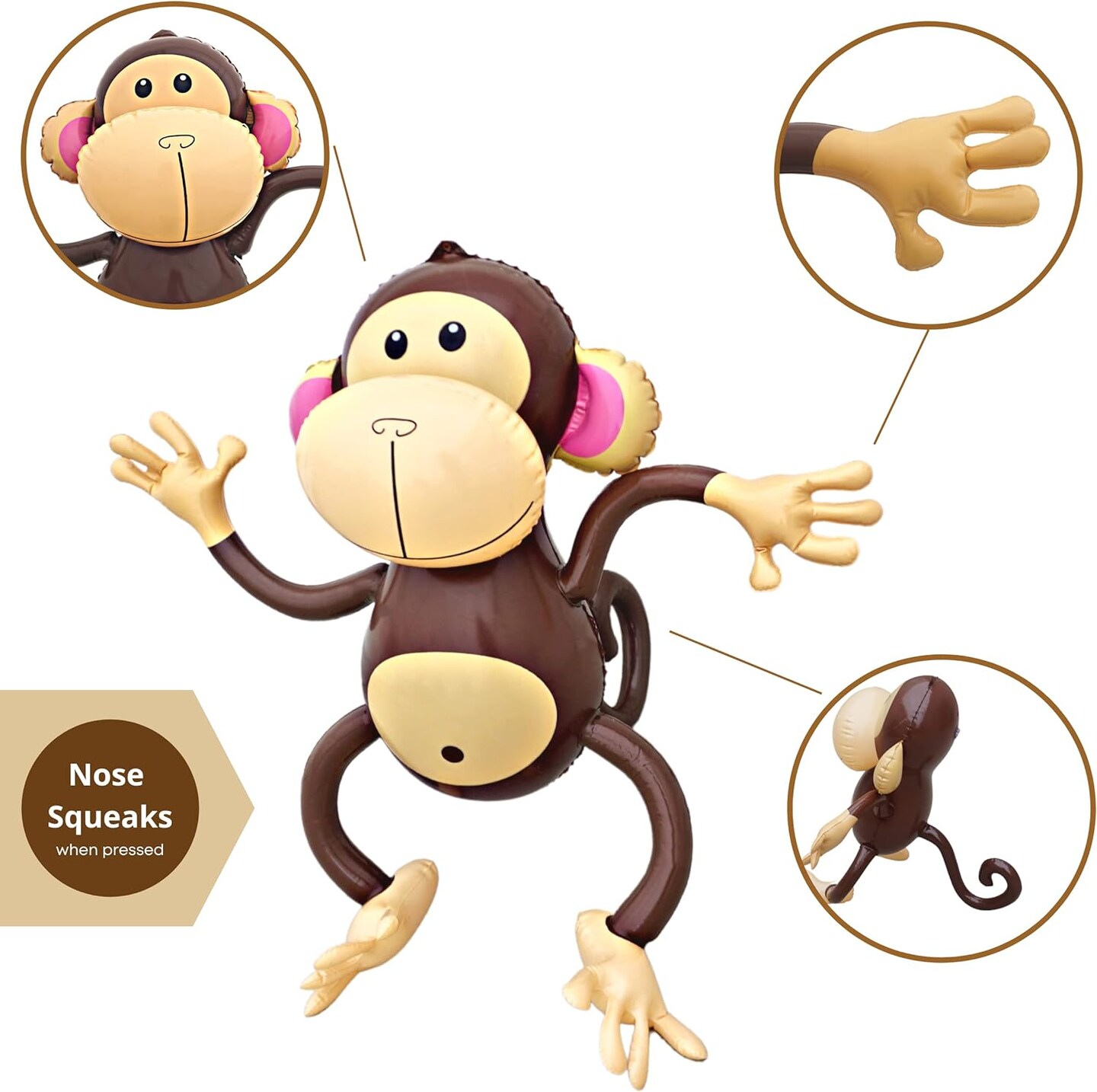 4E&#x27;s Novelty Inflatable Monkey 4-Pack, 27&#x22;&#x22; for Jungle Decorations &#x26; Safari Birthday decorations!