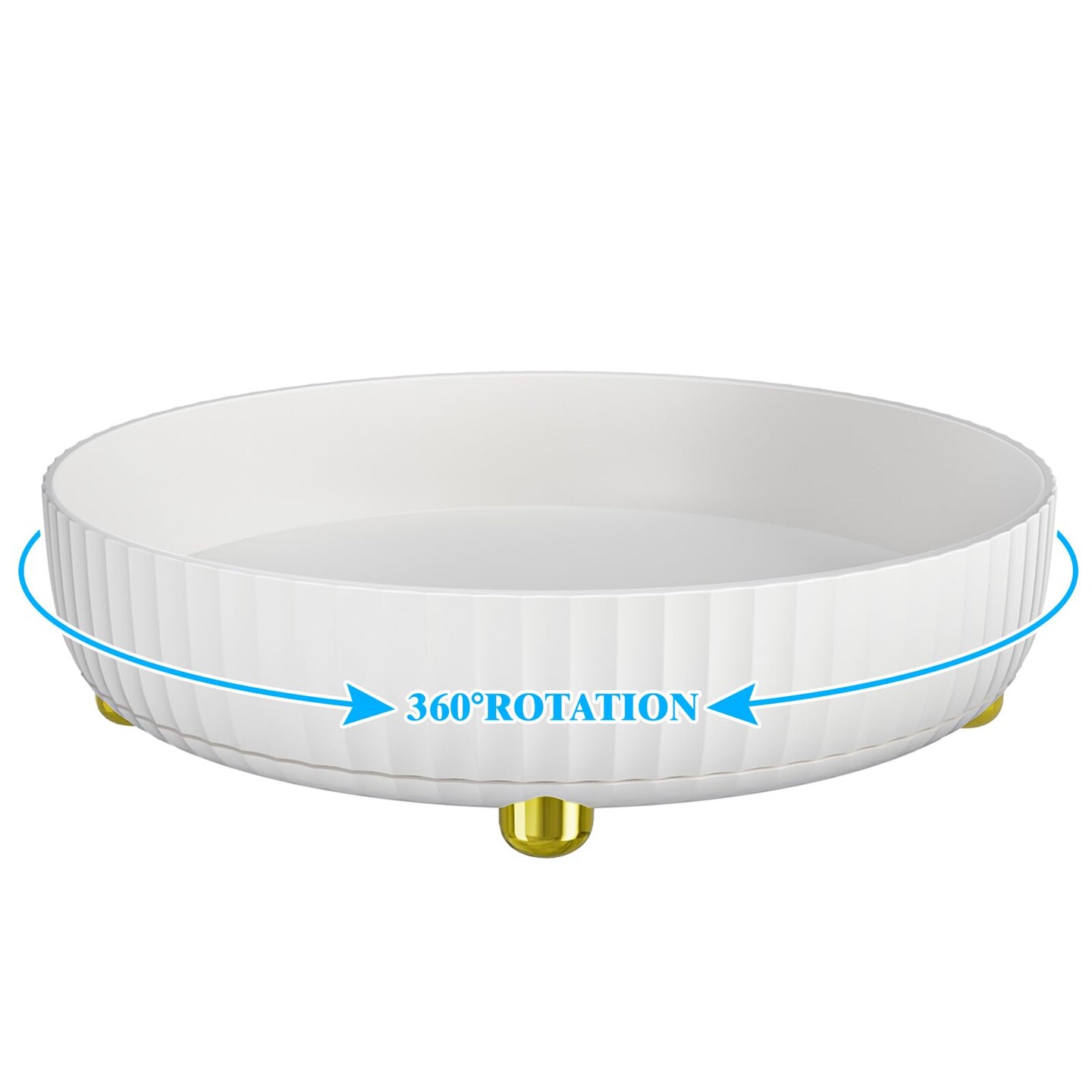 Bathroom Organizers and Storage - 360&#xB0; Rotating Storage Tray, Lazy Susan Organizer, Cosmetics and Perfume Organizer, Desktop Storage Tray for Cosmetics and Skincare Products, White