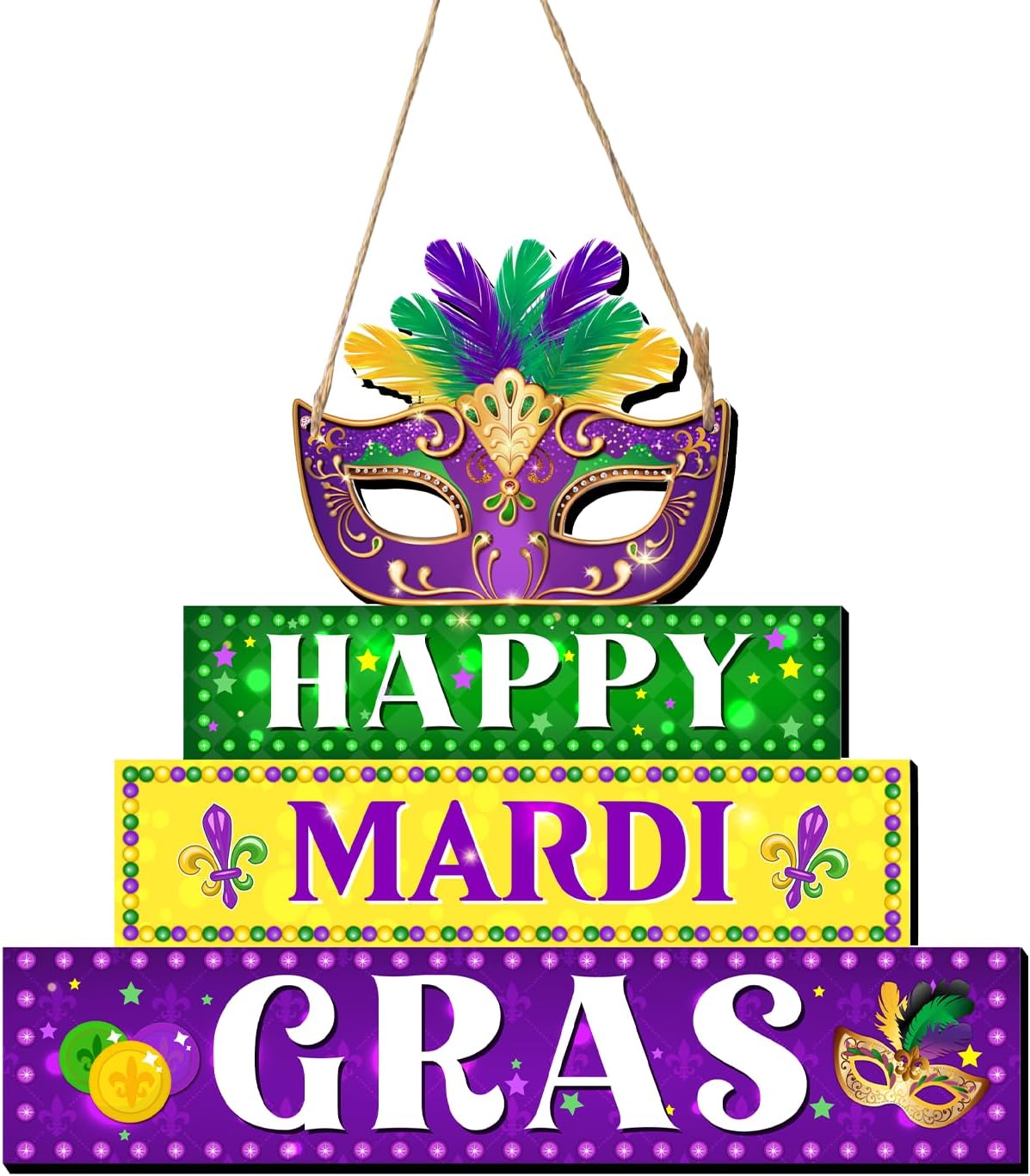 Mardi Gras Decorations-Happy Mardi Gras Sign Front Door Decor Happy Mardi Gras Wall Hanging Decor 2025 New Orleans Street Signs Mardi Gras Party Festival Ornaments for Outdoor Carnival