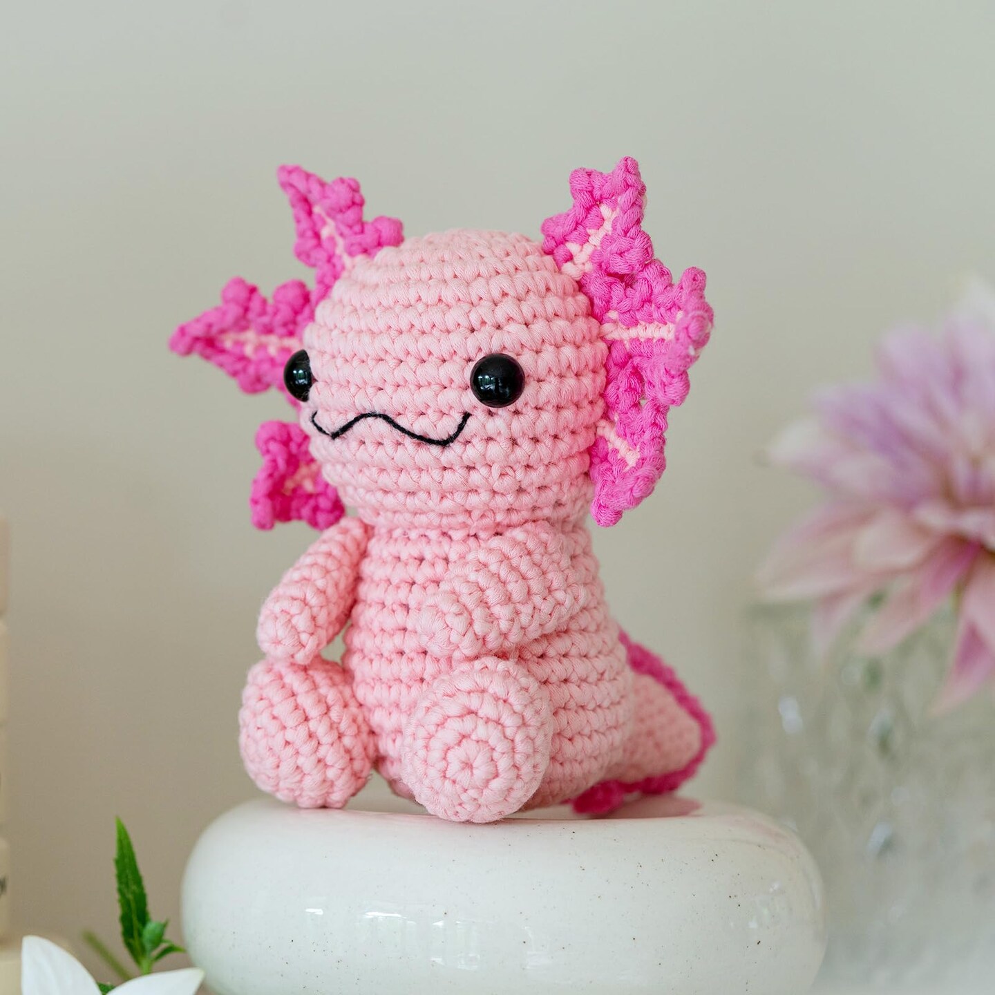 Crochet Kit for Beginners, Crochet Animal Kits, Amigurumi Crocheting Kit for Starters with Step-by-Step Video Tutorials, Beginner Crochet Kit for Adults (Axolotl 1Pack)