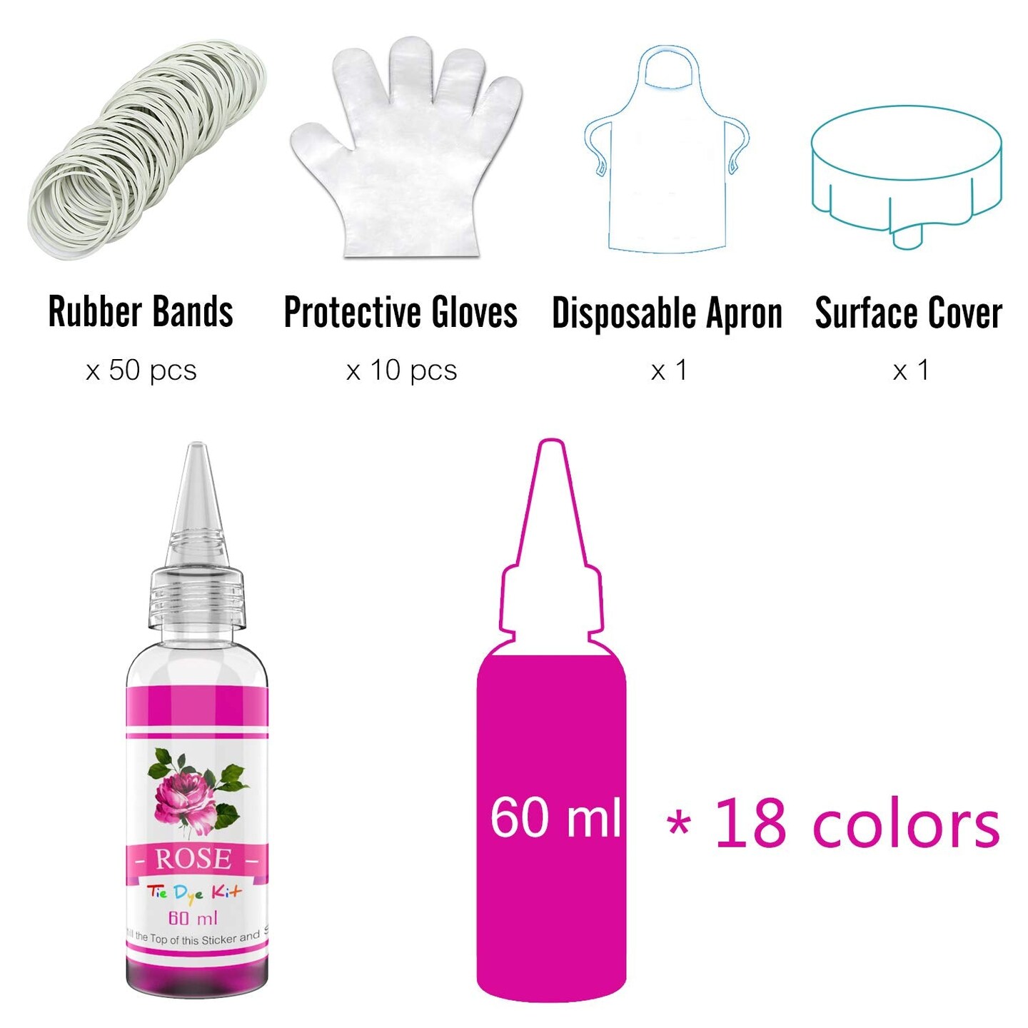 Tie Dye Kit - 18 Colors Permanent Fabric Dye with Rubber Bands, Gloves, Table Cover, Apron for Kids and Adults Tie-Dye Art - All-in-1 Textile Paint Dye for DIY Shirt, Hoodie Clothing Painting