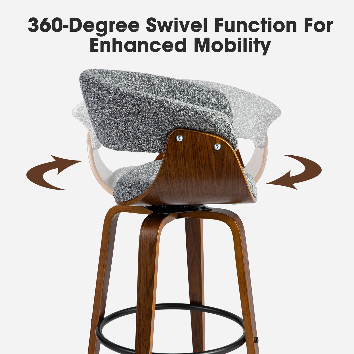 Set of 2/4 Modern Counter & Bar Height Wooden Swivel Bar Stools