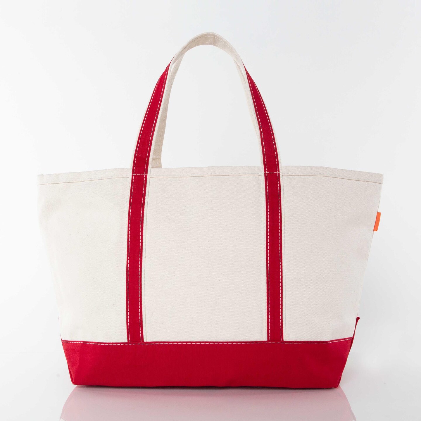 Large Classic Tote -- 18 oz. Heavyweight Durable Canvas -- Natural Canvas &#x26; Red Color