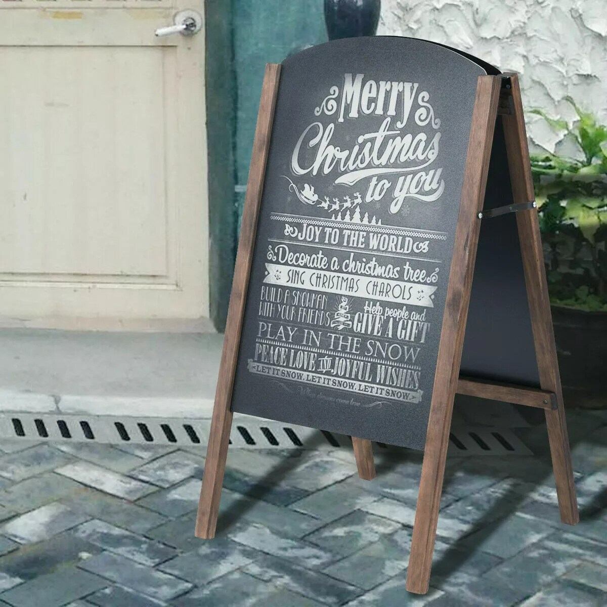 31.5&#x22; Wooden A-Frame Chalkboard Menu Sign Black Board Sidewalk Wedding Signage