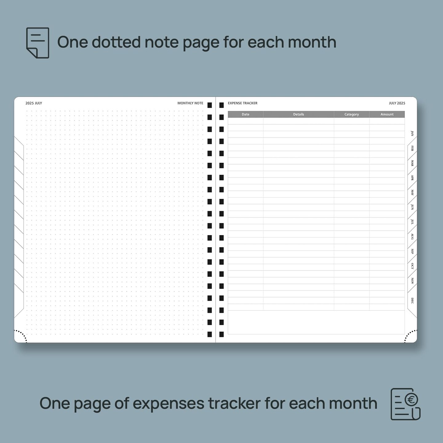 Monthly Planner 2025-2026 Large Size (8.5&#x27;&#x27; x 10.5&#x27;&#x27;) 18 Months Calendar (Jan 2025 - Jun 2026) - 4 Pages per Month with Monthly Expense &#x26; Notes, Vegan Leather Cover - Green