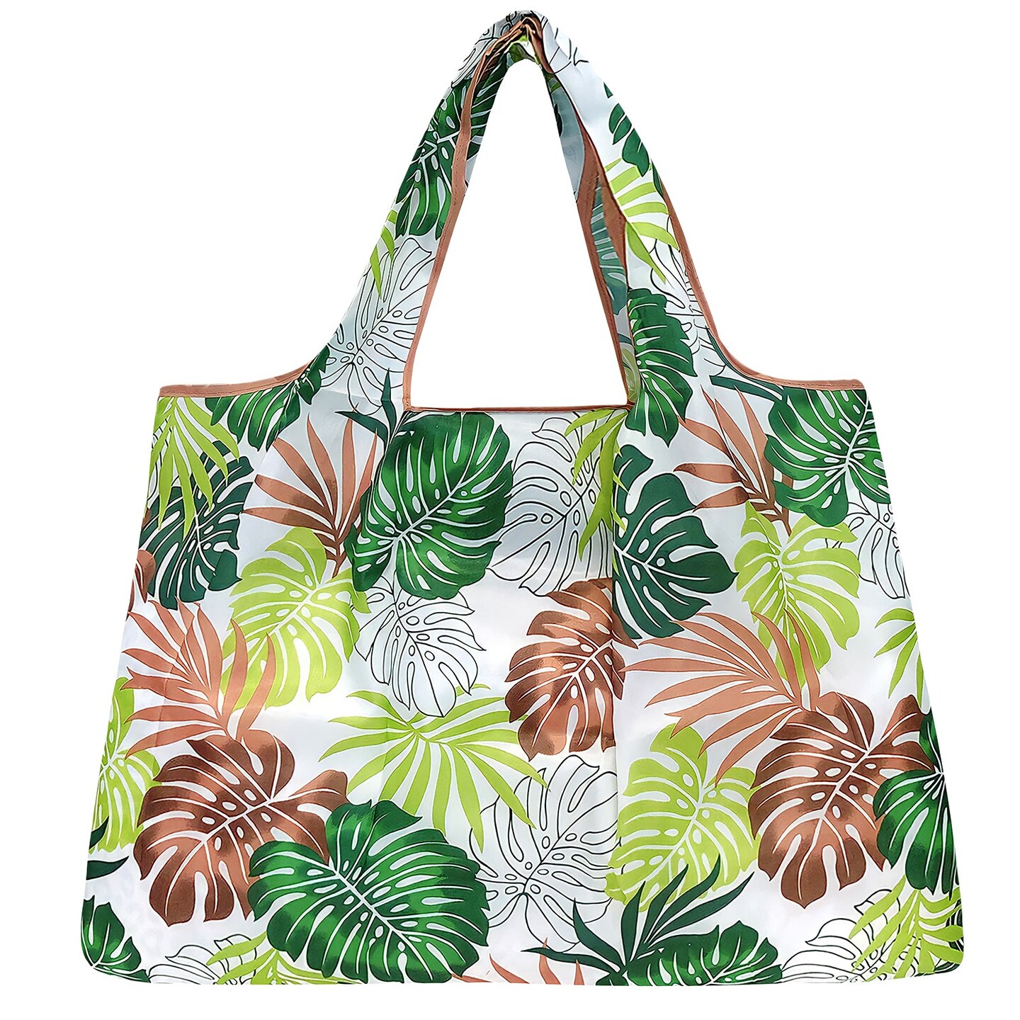 Wrapables Large Foldable Tote Nylon Reusable Grocery Bags, 6 Pack, Tropical Botanical