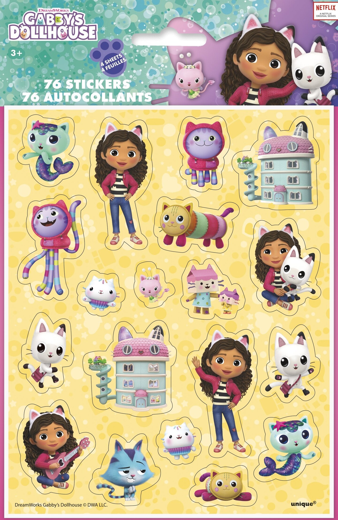 Gabby&#x27;s Dollhouse Sticker Sheets - 4 sheets (76 stickers)