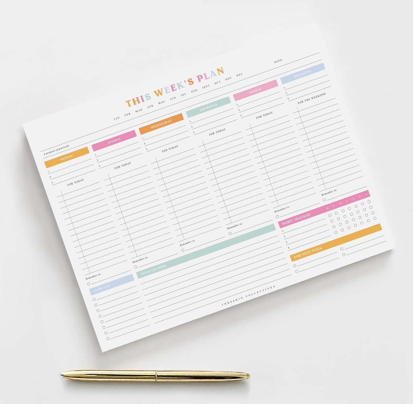 Weekly Planner - Premium 52-Sheet Tear-Off Notepad, 8.5 x 11 inches, Clean Colorful Design, Perfect for Work, School, Projects, and Entrepreneurs, Female & USA Owned Business
