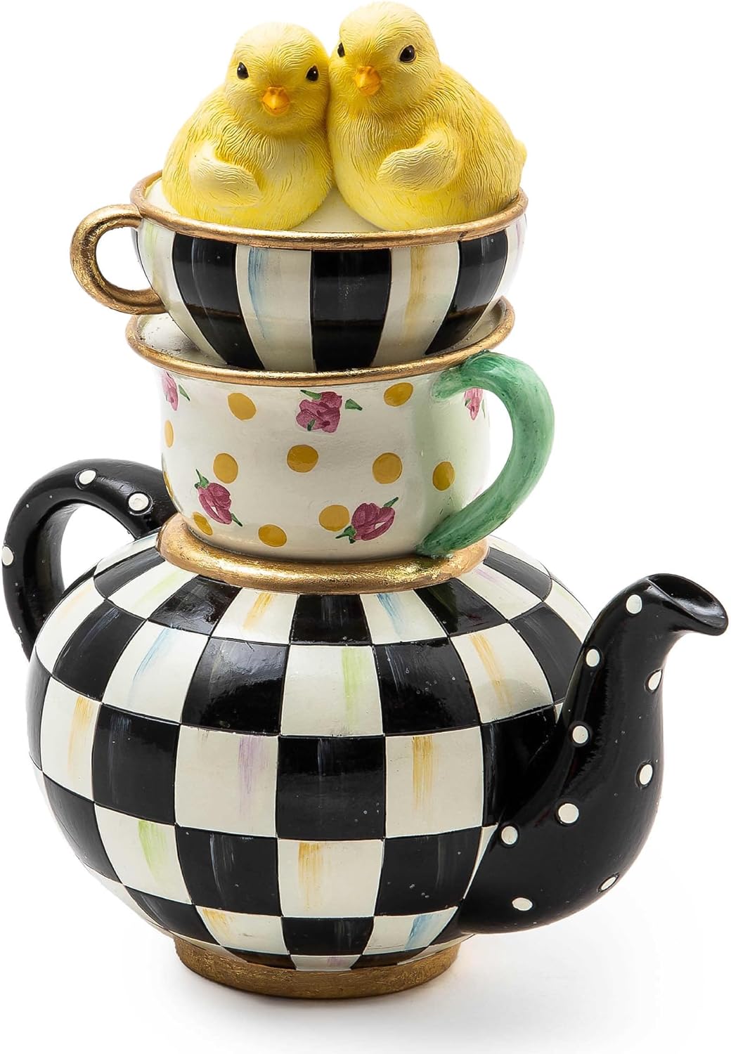 Courtly Chickatee Teapot, Cute Tea Kettle and Chick Spring Decor
