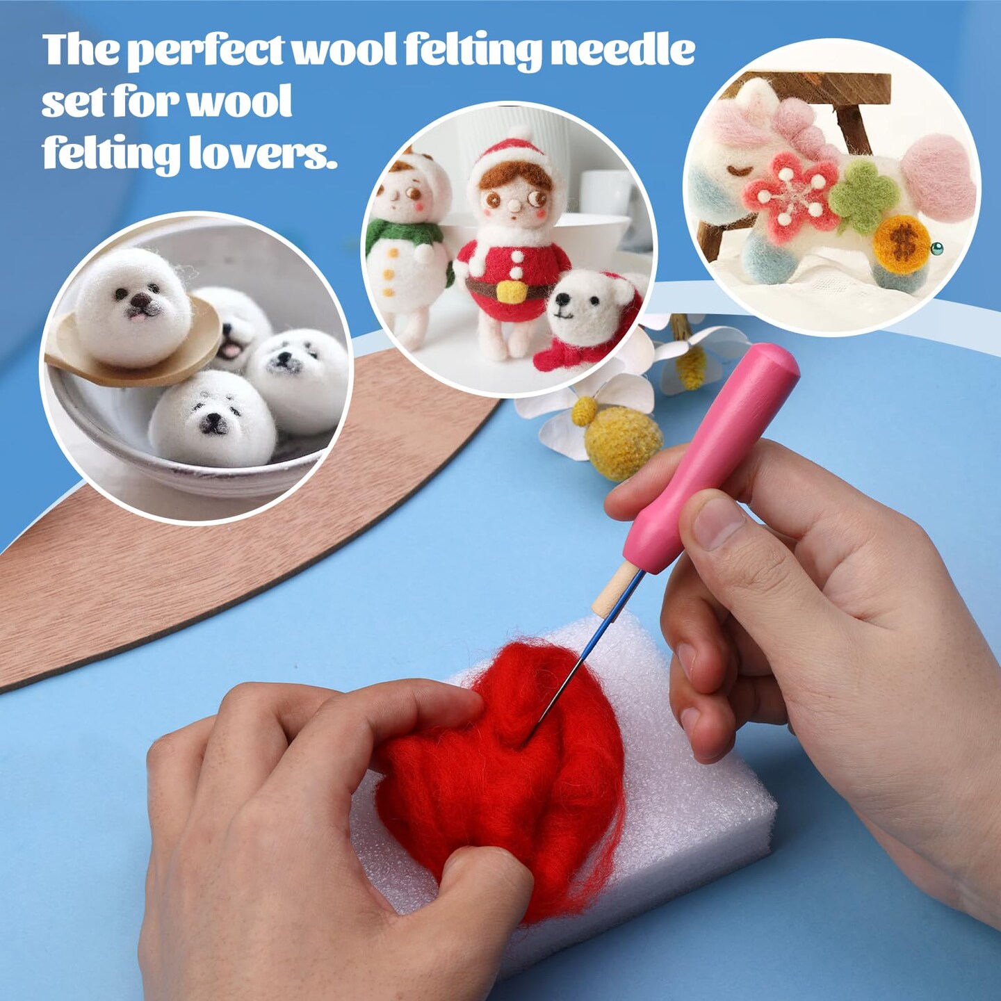Mayboos 30 Pcs Needle Felting Needles, 3 Colors Wool Felting Supplies Felting Needles Color Coded Wool Felting Needles Tool Kit with Needle Box for Wool Felting 36 Gauge, 38 Gauge, 40gauge