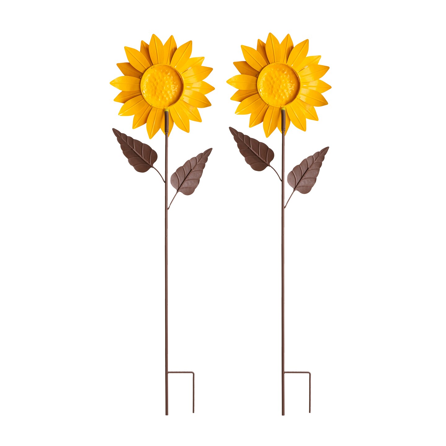 Set of 2 42&#x22;H Fall Metal Sunflower Yard Stakes(KD)