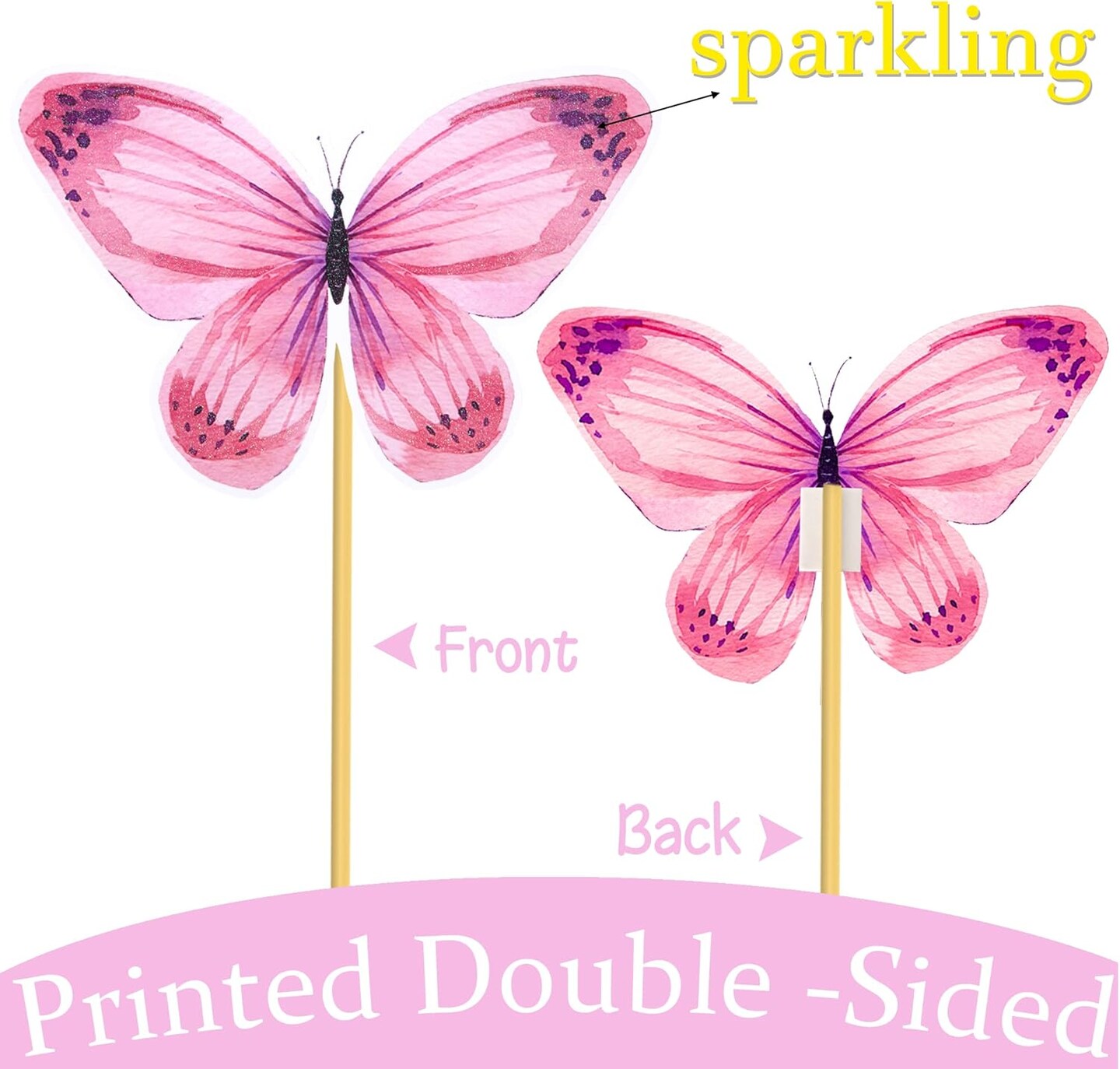 24-Piece Colorful Butterfly Table Centerpieces – Party Toppers for Baby Shower, Birthday & Spring Decor
