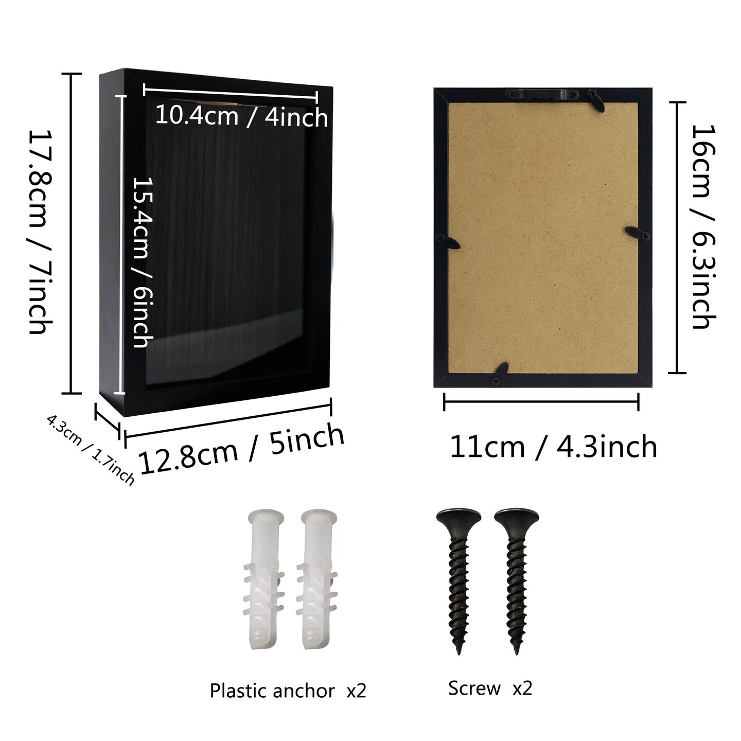 5x7 Top Loading Shadow Box Frame with HD Glass,Wood Display Case with Slot,1.25 inches Interior Depth,Ideal for Wine Bottle Caps,Tickets,Shells,Stamps and More,Black