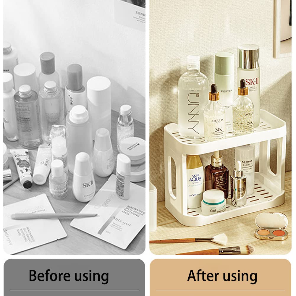 2-Tier Desk Organizers &#x26; Dispensers&#xFF0C;Mail Holder for Office Desk Organization&#xFF0C;Kitchen Spice Rack or Bathroom Countertop Organizer, Gift for Teachers, Classmates, and Friends,White
