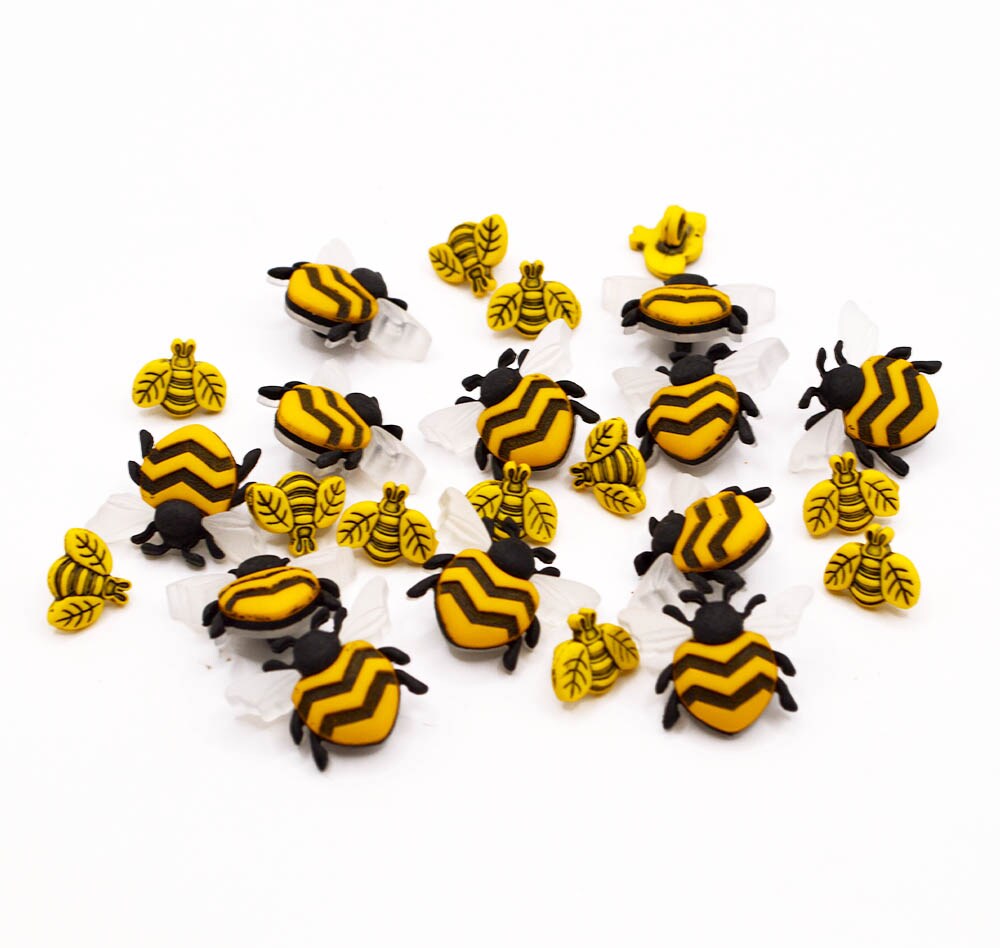 Busy Bee Craft Embellishments Adorable Bee Shank-Back Buttons 24pcs