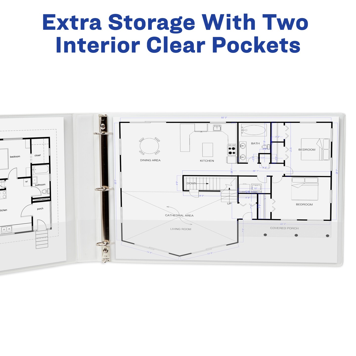 Avery Heavy-Duty View 3 Ring Binders, 1" Slant Rings, Holds 11" x 17" Paper, White, 2 Pack (17707)