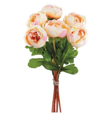 12" Pink and Cream Ranunculus Bundle – 6 Faux Stems for Bouquets & Decor-FBR963