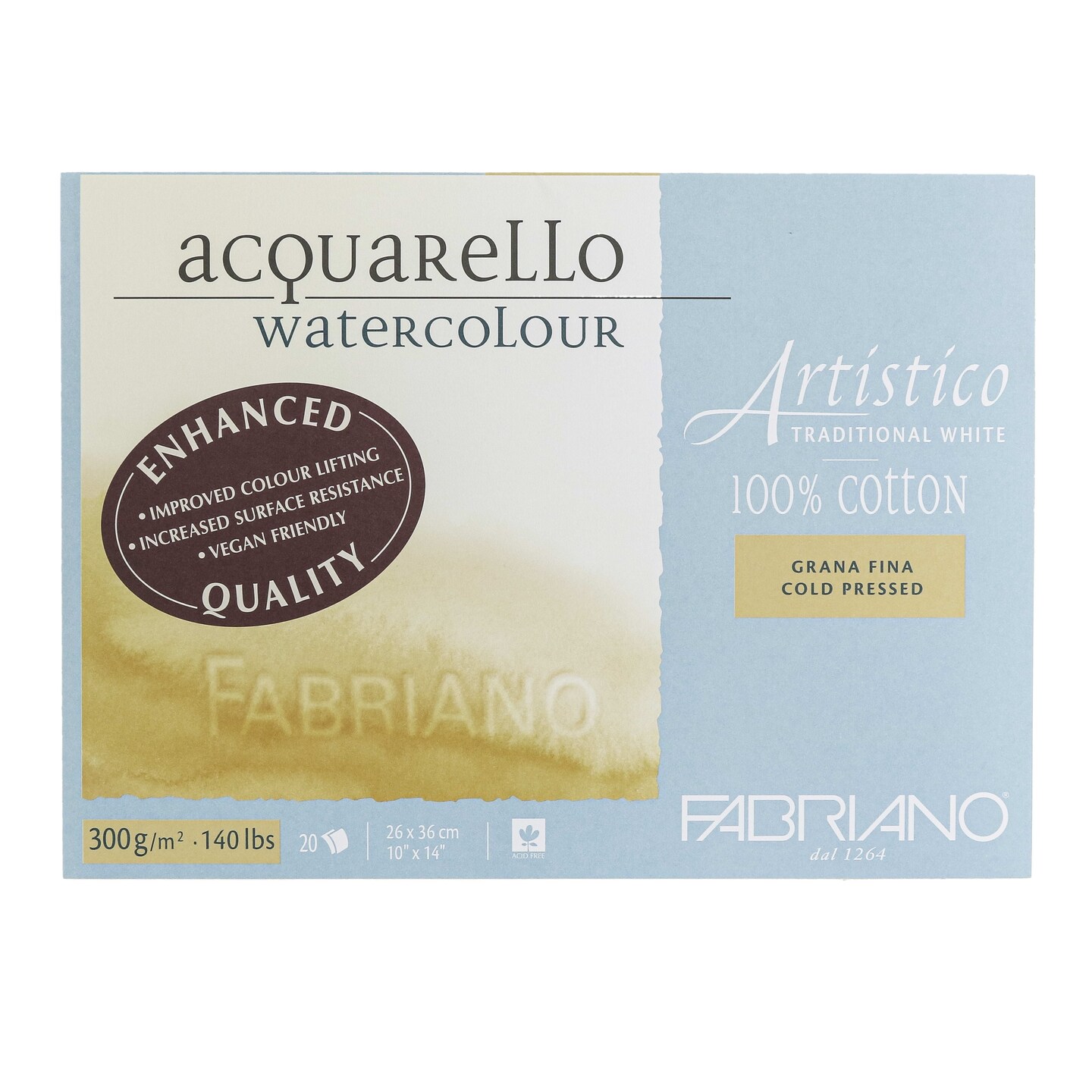 Fabriano Artistico Traditional White Watercolor Block, 140 lb./300 gsm