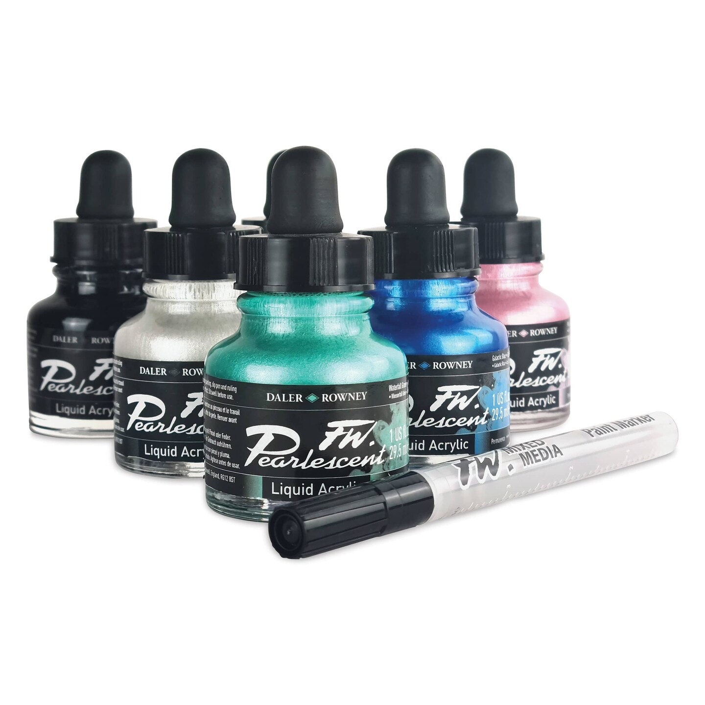 Daler-Rowney FW Pearlescent Liquid Acrylic Artists' Inks - Set of 6, 1 oz