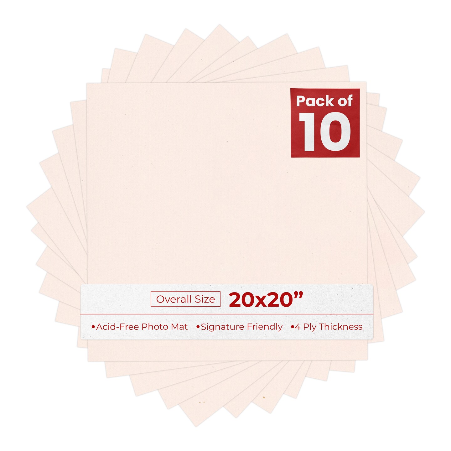 Oyster Bay Beige 20x20 Uncut Mat Board - Blank Sheets, No Opening