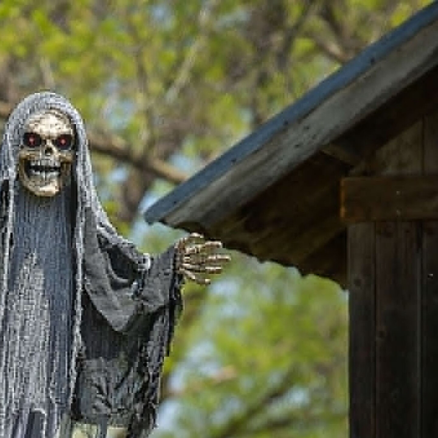 Standing Black &#x26; Gray Skeleton Reaper 6 Ft