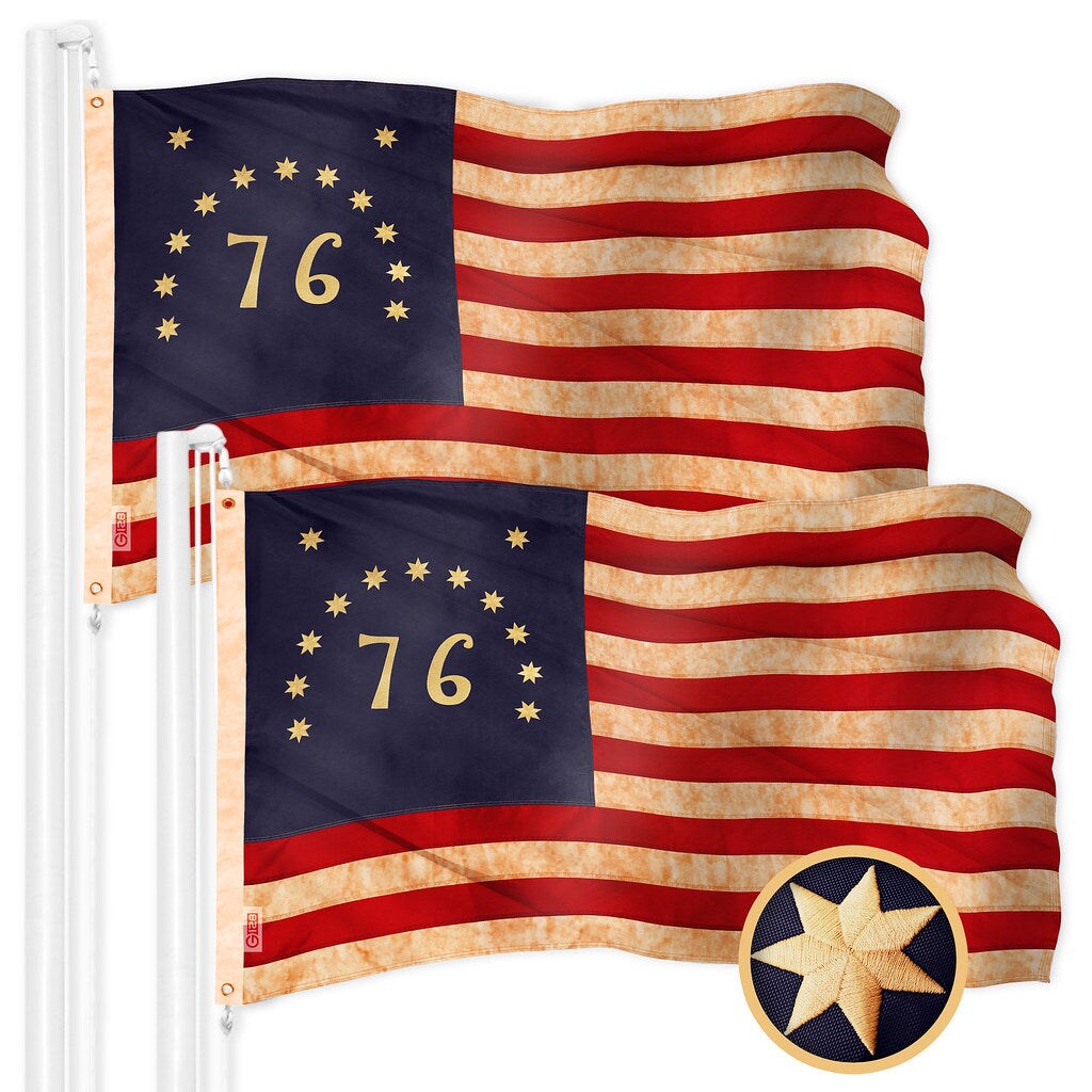 G128 2 Pack: Bennington 76 Tea-Stained Flag | 4x6 Ft | ToughWeave Pro Series Embroidered 420D Polyester | Historical Flag, Embroidered Design, Indoor/Outdoor, Brass Grommets, High Quality