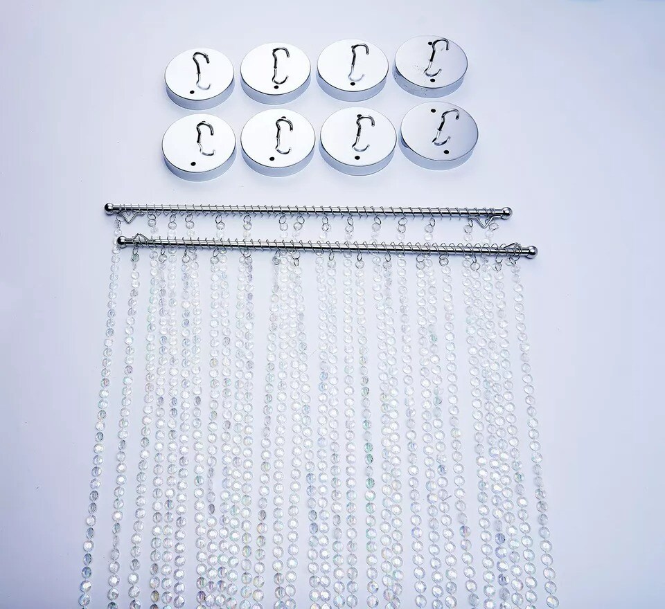 15 ft Iridescent Ceiling Drape Curtain Crystal Beaded Backdrop Party Decorations