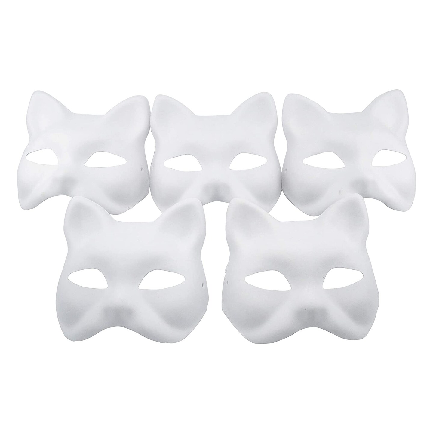 Nakimo Fox Mask DIY Paintable Cosplay Accessories Mask for Party Masquerade Costume Halloween  Pack of 5
