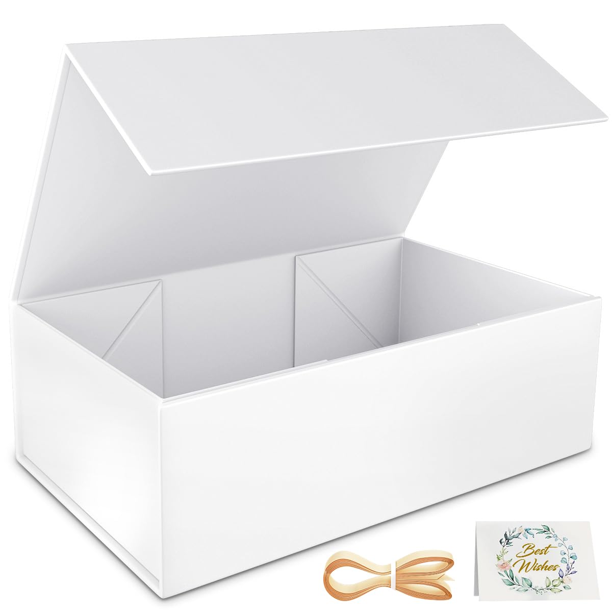 RYDDOY White Gift Box  12x6x4&#x27;&#x27; Gift boxes for Presents with Lids Magnetic Closure Rectangle Collapsible for Bridesmaid Proposal Box  Wedding  Christmas  Halloween  Birthday Gift Packging