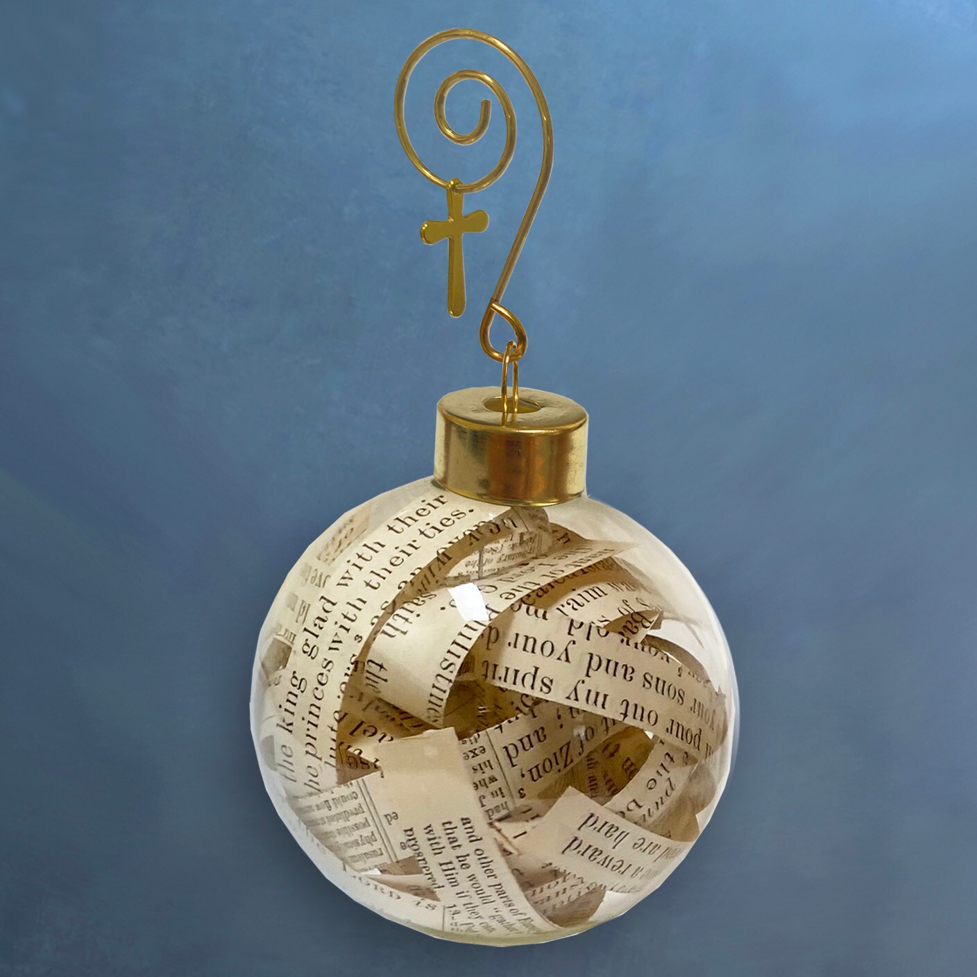 Bible Ornament Made with Pages from a Bible, Handmade Bible Ornament with Scripture Bible Verses Inside Glass Ball, Christmas Tree Decor