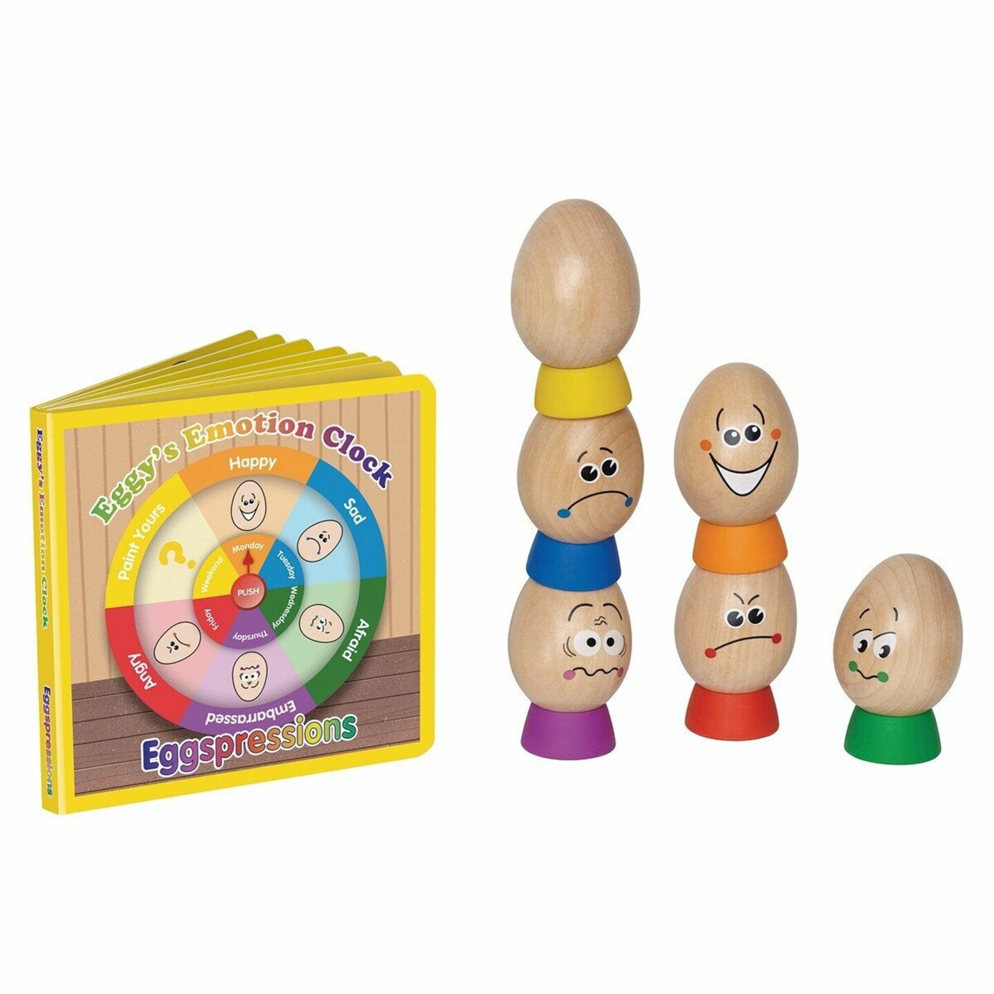 Hape Eggspressions Wooden Learning Toy with Illustrative Book, 13 Pieces