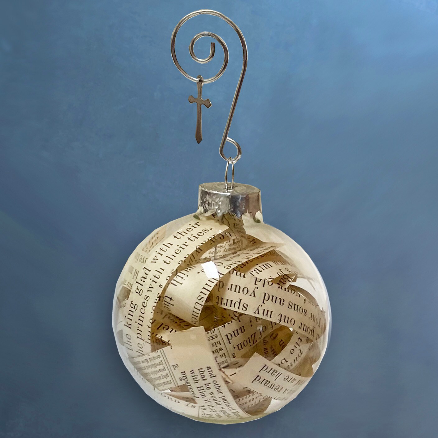Bible Ornament Made with Pages from a Bible, Handmade Bible Ornament with Scripture Bible Verses Inside Glass Ball, Christmas Tree Decor - image12