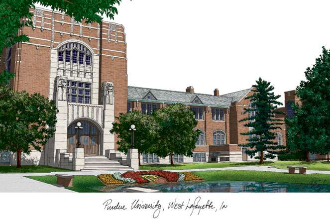 Purdue University 9.625w x 7.625h Spirit Diploma Manhattan Black Frame with Bonus Campus Images Lithograph (value savings $59)