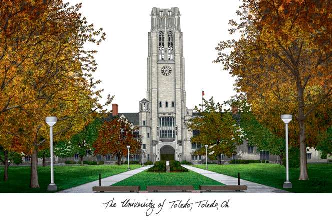 University of Toledo 10w x 8h Spirit Diploma Manhattan Black Frame with Bonus Campus Images Lithograph (value savings $59)