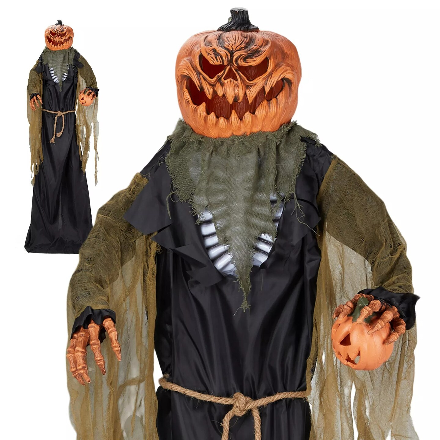7FT Halloween Outdoor Spooky Decorations Talking Giant Pumpkin Man Voice Control